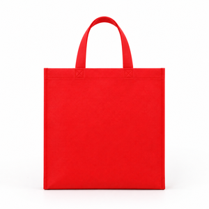 กระเป๋าช้อปปิ้งผ้าสปันบอนด์สีแดงใบใหญ่ พร้อมลายตัวอักษรโลโก้ หูหิ้วแบบเชือก และตัวล็อคแบบตีนตุ๊กแก สำหรับใส่ไวน์ - Product Image 4