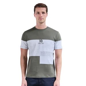 Camiseta Color Block Casual de Manga Corta con Cuello Redondo, Estampado Personalizado, Ropa Urbana de Moda, Proveedor Mayorista de Ropa - Product Image 1