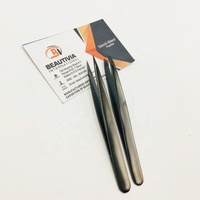 Pince à épiler cosmétique pour sourcils pince à sourcils plasma noir en acier inoxydable durable avec ciseaux outils de maquillage avec logo personnalisé