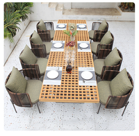 Ensemble de salle à manger de luxe moderne pour patio extérieur, chaises en rotin tressé avec table perforée, mobilier de jardin imperméable pour hôtel, villa