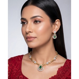 Indian Ethnic Falak Two Tone Gold Plated Casual Hasli Necklace & Earring Set for Wedding - Product Image 1