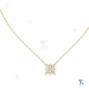 จี้เพชรทรงเกล็ดหิมะเพาะเลี้ยงในห้องปฏิบัติการ สร้อยคอทองคำแท้ 14K 18K ดีไซน์เรียบหรูสำหรับผู้หญิง เหมาะสำหรับงานแต่งงานและงานเลี้ยง - Product Image 1