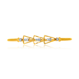 Bracelet jonc en or jaune avec diamants ronds brillants cultivés en laboratoire, design minimaliste pour femme, à porter au quotidien - Product Image 2