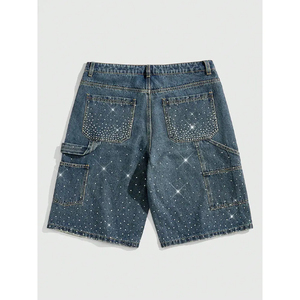 Pantalones Cortos Deportivos de Mezclilla para Hombre, con Logotipo Personalizado, Color Sólido, Cintura Elástica, Venta al Por Mayor, Nuevo Diseño, Tallas para Adultos - Product Image 4