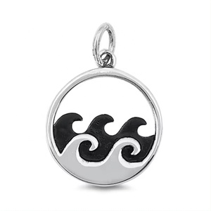 Plata de Ley 925 hecha a mano, colgante de ola de mar liso, joyería para mujer, diseñador de moda, fabricante, regalo de Año Nuevo - Product Image 1