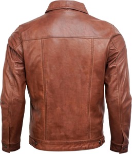 Men's Vintage Autumn <b>Leather</b> <b>Jacket</b> with Premium Finish Strong Stitching Zipper Closure OEM Service for <b>Long</b>-Term Use - Product Image 4