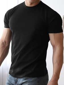 T-shirts de sport pour hommes, coupe classique, séchage rapide, respirants, entraînement en salle de sport, haute qualité, compression, 210g, décontractés, 100% coton - Product Image 2