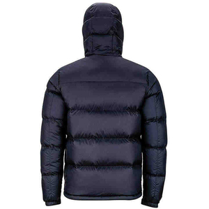 <b>Men's</b> <b>Navy</b> Hooded Coat <b>Quilted</b> Zipper Front Casual Puffer <b>Jacket</b> Regular Fit Stand Collar Woolen Eco-Friendly 100% High Fill - Product Image 2