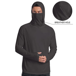 เสื้อฮู้ดตกปลาสำหรับผู้ชาย ผ้าโพลีเอสเตอร์ 100% แห้งเร็ว พร้อมที่ปิดหน้า เสื้อตกปลาแขนยาว ป้องกันแสงแดด เสื้อฮู้ดตกปลาสำหรับผู้ชาย - Product Image 3