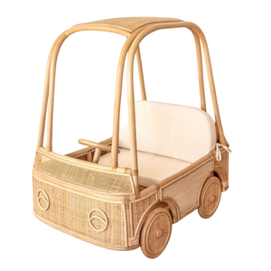 High Quality Eco Friendly Natural Rattan Children Buggy <b>Car</b> Handcrafted Wicker <b>Toy</b> Push <b>Car</b> Walker For Kids Room Wholesale - Product Image 2