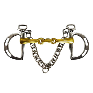 Promotion : Mors de cheval style occidental en acier inoxydable avec chaîne de morsage, garnitures argentées et rouleau central pour joues - Équipement équestre - Product Image 5