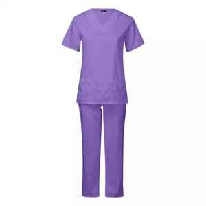 Conjunto de Uniformes Médicos para Mujer, Blusa con Cuello en V y Pantalones con Bolsillos - Product Image 1