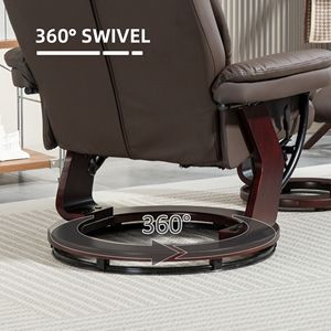 Dark Brown PU Leather Swivel Recliner Set with Ottoman Electric Massage Reclining Chair with <b>Footrest</b> for Living Room Bedroom - Product Image 5