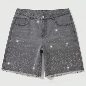 Shorts cargo en jean bleu délavé pour homme, longueur Bermuda, fermeture boutonnée, style streetwear, 100% coton, écologique, séchage rapide - Product Image 6