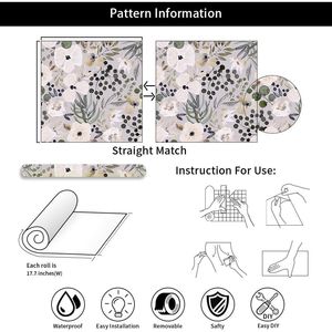 Papel Tapiz Autoadhesivo con Diseño Floral y de Hojas Estilo Boho en Beige y Café, Papel Decorativo de Contacto Fácil de Aplicar - Product Image 5