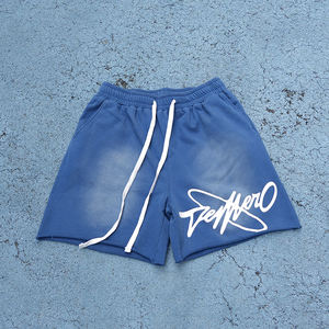 กางเกงขาสั้นผู้ชาย กางเกงขาสั้นย้อมสีเอซิด ผ้าฝ้าย 100% พิมพ์ลายสกรีน กางเกงขาสั้นวินเทจ กางเกงขาสั้นย้อมสีเอซิด ผ้าเฟรนช์เทอร์รี่ - Product Image 1