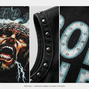 Fashionable Custom <b>Logo</b> Graphic Design Sleeveless Tank Top Punk Rock Whole Sale Print Muscle Streetwear Fitness Summer T Shirts - Product Image 4
