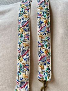 Black Floral Embroidered Bag <b>Strap</b> Women Adjustable Canvas <b>Shoulder</b> Replacement <b>Strap</b> - Product Image 2