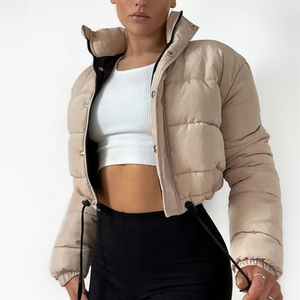 Nueva Chaqueta Acolchada Corta de Invierno 2026 Personalizada de Alta Calidad en Poliéster/Nailon para Mujer con Logotipo Bordado, Impermeable y Reversible - Product Image 1