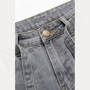 Jean en denim déchiré coupe slim pour homme, taille mi-haute, en coton, style décontracté automne - Product Image 4