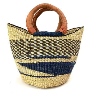 Cesta Bolga de pastos marinos tejida a mano, organizador de almacenamiento de paja hecho a mano, decoración del hogar personalizable ecológica de Vietnam - Product Image 2