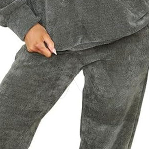 Conjunto Deportivo de 2 Piezas para Mujer, Invierno, Lavado Ácido, Diseño Sólido, Sudadera con Capucha, Pantalones Deportivos, Casual, Transpirable, Ecológico, 100% Algodón - Product Image 2