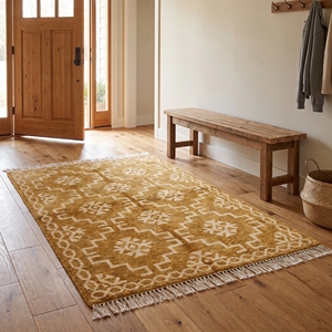 Alfombra Kilim Trenzada a Mano Personalizada, Alfombra Dhurrie Geométrica de Lana para Sala de Estar, Lavable, Apta para Mascotas, con Respaldo de Látex Antideslizante, Tamaño Mediano - Product Image 2