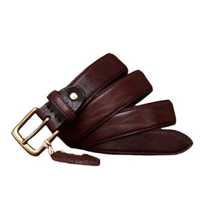 Nouvelle ceinture rétro en cuir de vachette lavé à l'eau pour femme, double face, style vintage, boucle en alliage tendance, de haute qualité et écologique - Product Image 1