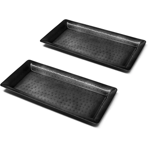Ensemble de 3 plateaux de service rectangulaires décoratifs multicolores en émail et bois de manguier avec poignées en métal doré, élégants pour la maison - Product Image 4