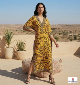 Women Custom Printed <b>Kaftan</b> Dress Loose Fit <b>Summer</b> Beach Wear Comfortable Lightweight Wholesale Export Manufacturer Supply - Product Image 5