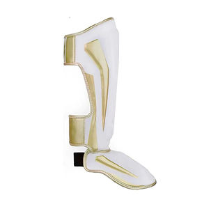 Protège-tibias de boxe, taekwondo et kickboxing personnalisés avec logo blanc/doré, protège-pieds MMA - Product Image 6
