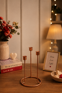 Luxury Handcrafted Decorative <b>Dinner</b> <b>Candle</b> Set for Home Decor Copper Taper <b>Candle</b> Holder Set of 3 with Valentine Design for Hom - Product Image 2