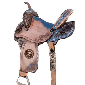 Silla de Montar Western para Doma y Roper, Cuero Marrón Oscuro Tallado a Mano, Talla 14" a 18" para Equitación - Product Image 2