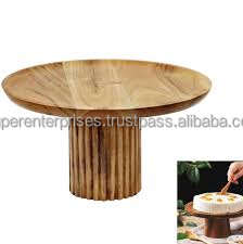 Trending Cake And Postre Soporte de madera con incrustaciones de metal Acabado personalizado y vajilla de diseño Disponible Metal Cake Stand Tabletop - Product Image 3
