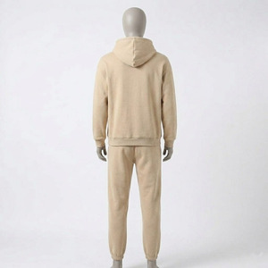 Unisex Solid Color Hooded Sweatshirt And Joggers Set Cotton Breathable Loose Fit Casual Autumn Wear Full Length Custom <b>Tracksuit</b> - Product Image 3