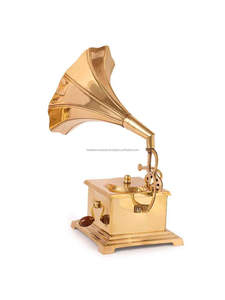 Prix de gros Gramophone Laiton Phonographe Corne Antique Vintage Player Crafted Working Box Functional Sound Desk Gift - Product Image 2