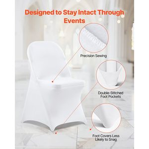 150 housses de chaise plates en polyester et élasthanne blanc, 17,72 x 18,11 x 30,31 pouces, housses extensibles pour mariage, dîner, banquet - Product Image 6