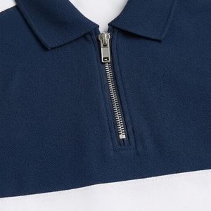 Venta al por Mayor de Camisetas Formales de Verano para Hombre en Tela de Rizo, con Logotipo Personalizado Impreso, Poliéster Liso Blanco y Azul - Product Image 4