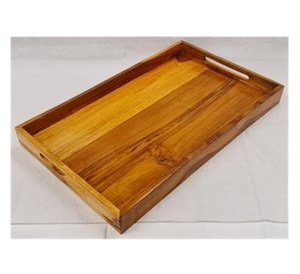 Bandejas de madera decorativas elegantes Bandeja de desayuno de madera multifuncional Bandeja de servicio de madera de acacia - Product Image 1