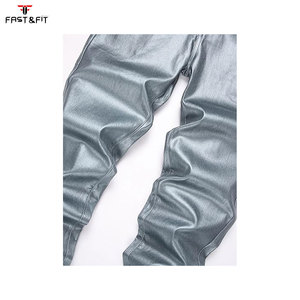 Pantalones de Cuero Personalizados de Alta Calidad, Casuales, Resistentes al Agua, Transpirables, de Secado Rápido, Corte Ajustado, con Cierre de Cremallera para Hombre - Product Image 2