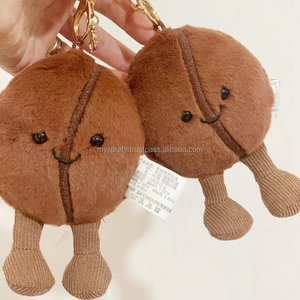 Porte-clés mousqueton personnalisé OEM avec logo, mignon, doux, durable, écologique, en peluche, souvenir, en forme de grain de café, promotionnel pour le café - Product Image 5