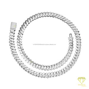 Collar de cadena cubana lisa personalizada para hombres y mujeres, cadena de acero inoxidable con cierre de caja de diamantes, joyería hip hop al por mayor. - Product Image 2