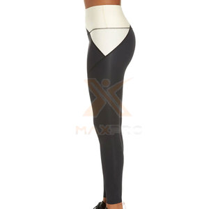 Vêtements de sport, faible MOQ, pantalons de yoga personnalisés pour femmes, taille élastique de haute qualité, couleur unie, mi-longueur, écologiques, respirants, en Spandex/Polyester - Product Image 3