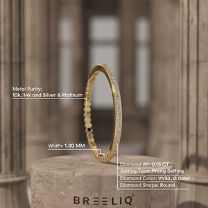 แหวนทองคำแท้ 14K ประดับเพชรเม็ดกลมเพาะเลี้ยงแบบไมโครเพฟ ดีไซน์แบบ Eternity สามารถสวมซ้อนกันได้ เหมาะสำหรับเป็นแหวนแต่งงาน เครื่องประดับชั้นดี - Product Image 2