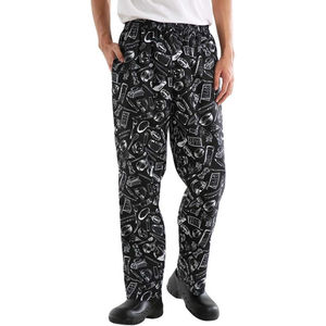 Pantalones de Chef Unisex Personalizados, Uniformes para Hotel y Restaurante, con Múltiples Bolsillos y Parches Funcionales, Color Negro - Product Image 1