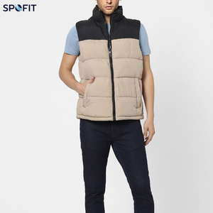 <b>Men's</b> Color Blocking Puffer Vest Stand Collar Zipper Closure Polyester Wadding Winter Casual <b>Jacket</b> - Product Image 2