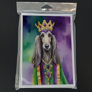 Whimsical A7 Size <b>5x7</b> Blank Note Cards Pack of 8 Afghan Hound King of Mardi Gras Greeting Cards with <b>Envelopes</b> - Product Image 3