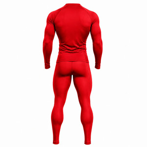 Custom <b>Men</b>’s Red Compression Shirt & <b>Pants</b> Set | Long Sleeve Athletic <b>Base</b> <b>Layer</b> | Gym Fitness Running Training Sportswear - Product Image 2