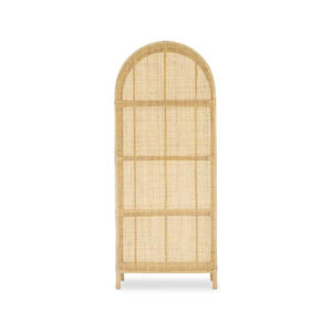 Étagère en rotin minimaliste moderne, fabriquée à la main en matériau naturel, meuble de rangement unique avec dessus arqué, pour salon - Product Image 3