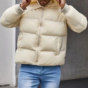 2024 Best High Quality Unisex Plus Size Casual Loose Hooded Puffer <b>Jacket</b> 100% Nylon Winter <b>Warm</b> Drawstring Stand Front High - Product Image 4